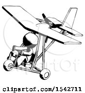 Ink Design Mascot Man In Ultralight Aircraft Top Side View