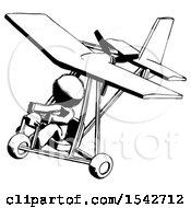 Ink Design Mascot Woman In Ultralight Aircraft Top Side View