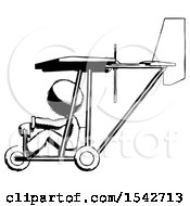 Ink Design Mascot Man In Ultralight Aircraft Side View
