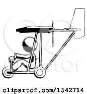 Ink Design Mascot Woman In Ultralight Aircraft Side View
