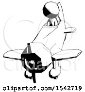 Poster, Art Print Of Ink Design Mascot Man In Geebee Stunt Plane Descending Front Angle View