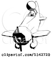 Poster, Art Print Of Ink Design Mascot Woman In Geebee Stunt Plane Descending Front Angle View