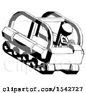 Poster, Art Print Of Ink Design Mascot Man Driving Amphibious Tracked Vehicle Top Angle View