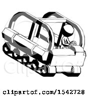 Poster, Art Print Of Ink Design Mascot Woman Driving Amphibious Tracked Vehicle Top Angle View