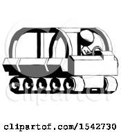 Poster, Art Print Of Ink Design Mascot Woman Driving Amphibious Tracked Vehicle Side Angle View
