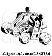 Poster, Art Print Of Ink Design Mascot Woman Riding Sports Buggy Side Top Angle View