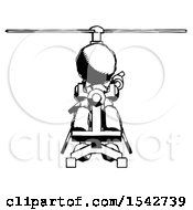 Ink Design Mascot Man Flying In Gyrocopter Front View