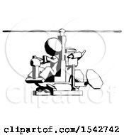 Ink Design Mascot Woman Flying In Gyrocopter Front Side Angle View