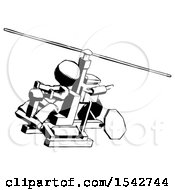 Ink Design Mascot Woman Flying In Gyrocopter Front Side Angle Top View