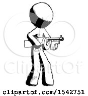 Ink Design Mascot Man Tommy Gun Gangster Shooting Pose
