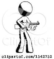 Poster, Art Print Of Ink Design Mascot Woman Tommy Gun Gangster Shooting Pose