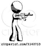 Poster, Art Print Of Ink Design Mascot Man Shooting Automatic Assault Weapon