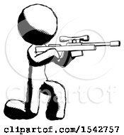 Poster, Art Print Of Ink Design Mascot Man Kneeling Shooting Sniper Rifle