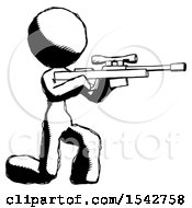Poster, Art Print Of Ink Design Mascot Woman Kneeling Shooting Sniper Rifle