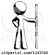 Poster, Art Print Of Ink Design Mascot Man Holding Staff Or Bo Staff