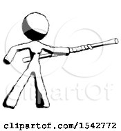 Ink Design Mascot Woman Bo Staff Pointing Right Kung Fu Pose