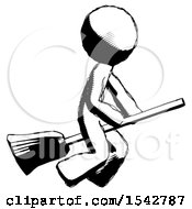 Ink Design Mascot Man Flying On Broom