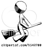 Ink Design Mascot Woman Flying On Broom