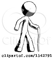 Ink Design Mascot Man Walking With Hiking Stick