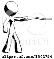 Poster, Art Print Of Ink Design Mascot Woman Pointing With Hiking Stick
