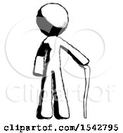 Ink Design Mascot Man Standing With Hiking Stick