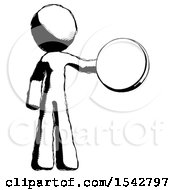 Ink Design Mascot Man Holding A Large Compass