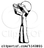 Poster, Art Print Of Ink Design Mascot Man Looking Through Binoculars To The Left