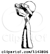 Poster, Art Print Of Ink Design Mascot Woman Looking Through Binoculars To The Left
