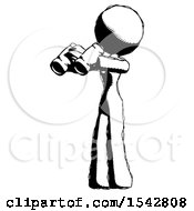 Poster, Art Print Of Ink Design Mascot Woman Holding Binoculars Ready To Look Left