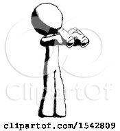 Poster, Art Print Of Ink Design Mascot Man Holding Binoculars Ready To Look Right