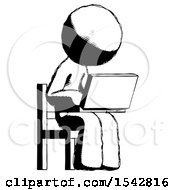 Poster, Art Print Of Ink Design Mascot Man Using Laptop Computer While Sitting In Chair Angled Right