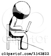 Poster, Art Print Of Ink Design Mascot Man Using Laptop Computer While Sitting In Chair View From Side