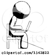 Ink Design Mascot Man Using Laptop Computer While Sitting In Chair View From Side