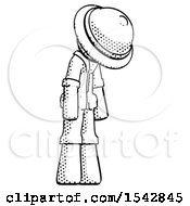 Poster, Art Print Of Halftone Explorer Ranger Man Depressed With Head Down Turned Right