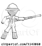 Poster, Art Print Of Halftone Explorer Ranger Man Bo Staff Pointing Right Kung Fu Pose