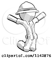 Poster, Art Print Of Halftone Explorer Ranger Man Jumping Or Kneeling With Gladness