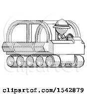 Poster, Art Print Of Halftone Explorer Ranger Man Driving Amphibious Tracked Vehicle Side Angle View