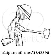 Poster, Art Print Of Halftone Explorer Ranger Man Hitting With Sledgehammer Or Smashing Something