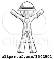 Poster, Art Print Of Halftone Explorer Ranger Man Surprise Pose Arms And Legs Out