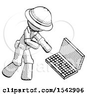 Poster, Art Print Of Halftone Explorer Ranger Man Throwing Laptop Computer In Frustration