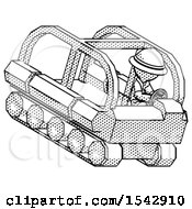 Poster, Art Print Of Halftone Explorer Ranger Man Driving Amphibious Tracked Vehicle Top Angle View