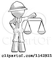 Poster, Art Print Of Halftone Explorer Ranger Man Holding Scales Of Justice