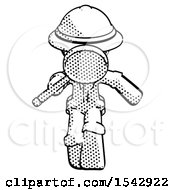 Poster, Art Print Of Halftone Explorer Ranger Man Looking Down Through Magnifying Glass