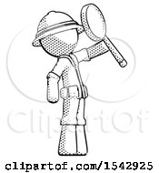 Poster, Art Print Of Halftone Explorer Ranger Man Inspecting With Large Magnifying Glass Facing Up