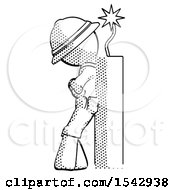 Poster, Art Print Of Halftone Explorer Ranger Man Leaning Against Dynimate Large Stick Ready To Blow