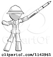 Poster, Art Print Of Halftone Explorer Ranger Man Demonstrating That Indeed The Pen Is Mightier