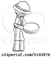 Poster, Art Print Of Halftone Explorer Ranger Man Looking At Large Compass Facing Right