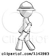 Poster, Art Print Of Halftone Explorer Ranger Man Walking Left Side View