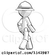 Poster, Art Print Of Halftone Explorer Ranger Man Walking Away Direction Right View