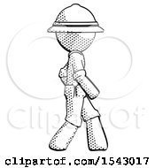 Poster, Art Print Of Halftone Explorer Ranger Man Walking Right Side View